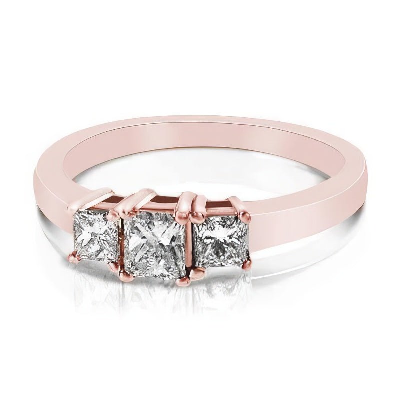 1.00 CT Princess Cut Diamonds - Three Stone Ring - Primestyle.com