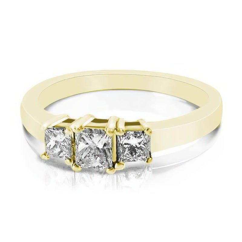 1.00 CT Princess Cut Diamonds - Three Stone Ring - Primestyle.com