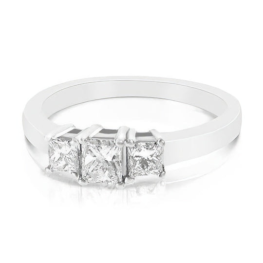 1.00 CT Princess Cut Diamonds - Three Stone Ring