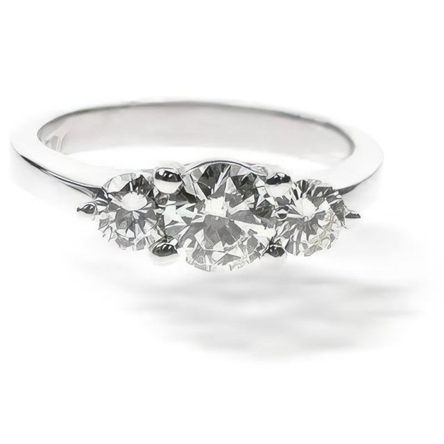 1.00 CT Round Cut Natural Diamonds - Three Stone Rings
