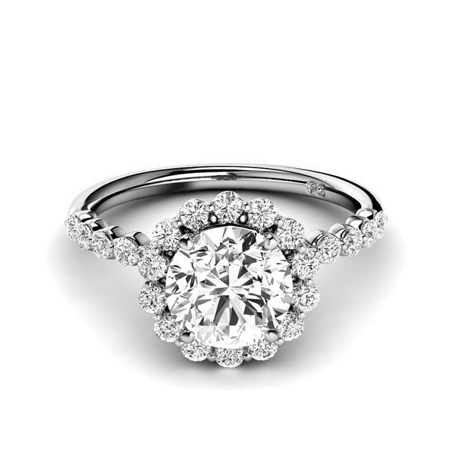 1.05-6.55 CT Round Cut Lab Grown Diamonds - Halo Rings