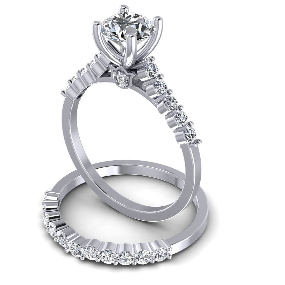 1.10-2.25 CT Round Cut Diamonds - Bridal Set - Primestyle.com