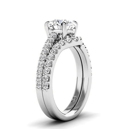 1.10-3.60 CT Round Cut Lab Grown Diamonds - Bridal Set - Primestyle.com