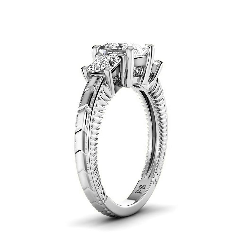 1.20-3.70 CT Princess Cut Lab Grown Diamonds - Three Stone Ring - Primestyle.com