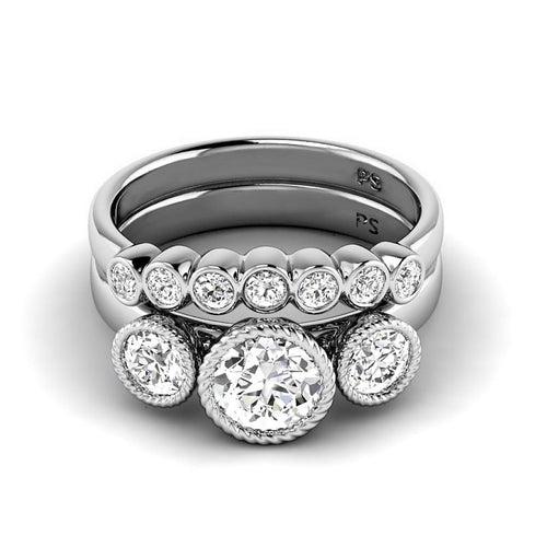 1.20 - 6.70 CT Round Cut Diamonds - Bridal Set - Primestyle.com