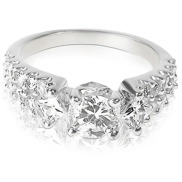 1.30-2.45 CT Princess & Round Cut Natural Diamonds - Engagement Ring