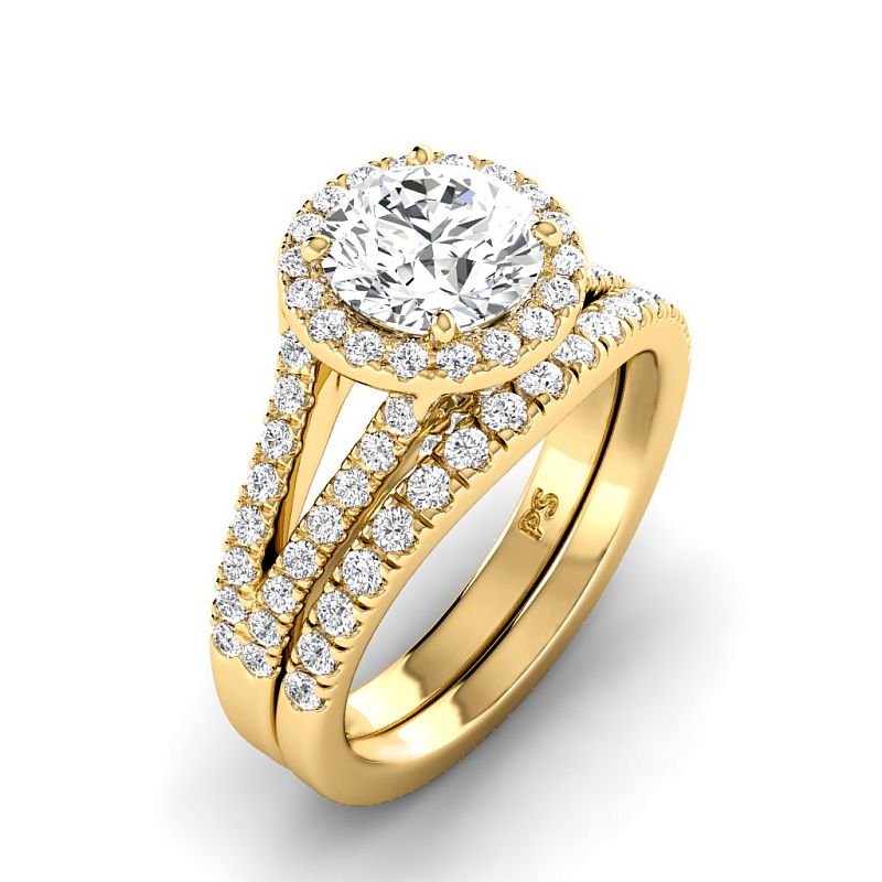 1.30-3.80 CT Round Cut Lab Grown Diamonds - Bridal Set - Primestyle.com