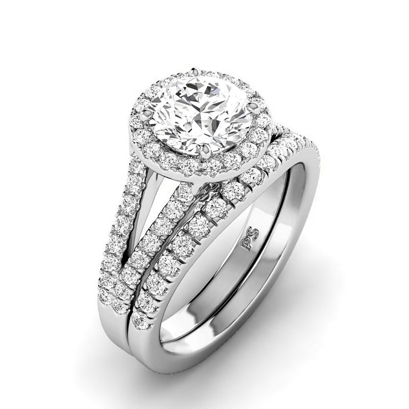 1.30-3.80 CT Round Cut Lab Grown Diamonds - Bridal Set - Primestyle.com