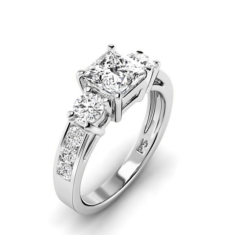 1.30-3.80 CT Round &amp; Princess Cut Lab Grown Diamonds - Engagement Ring - Primestyle.com