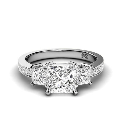 1.35-3.85 CT Princess &amp; Round Cut Lab Grown Diamonds - Engagement Ring - Primestyle.com