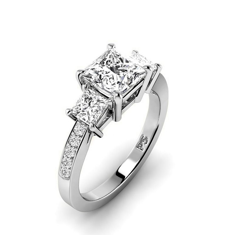 1.35-3.85 CT Princess &amp; Round Cut Lab Grown Diamonds - Engagement Ring - Primestyle.com