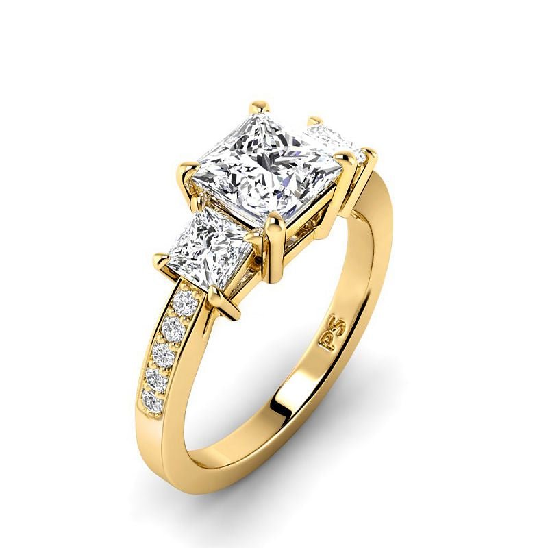 1.35-3.85 CT Princess &amp; Round Cut Lab Grown Diamonds - Engagement Ring - Primestyle.com