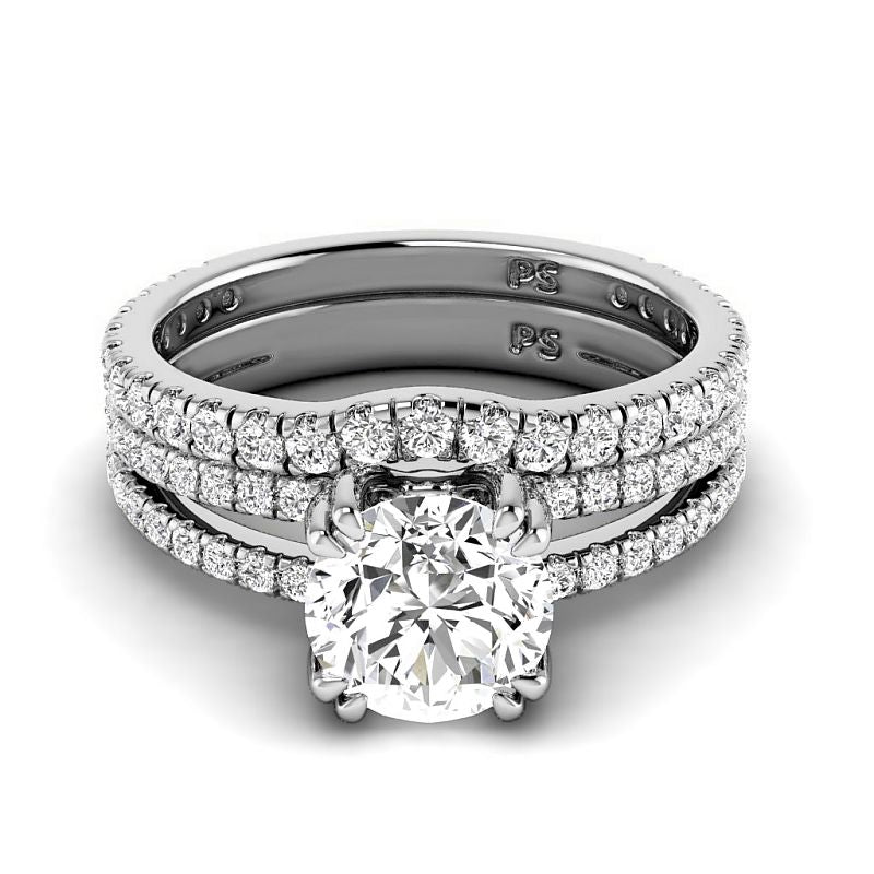 1.35-3.85 CT Round Cut Lab Grown Diamonds - Bridal Set - Primestyle.com