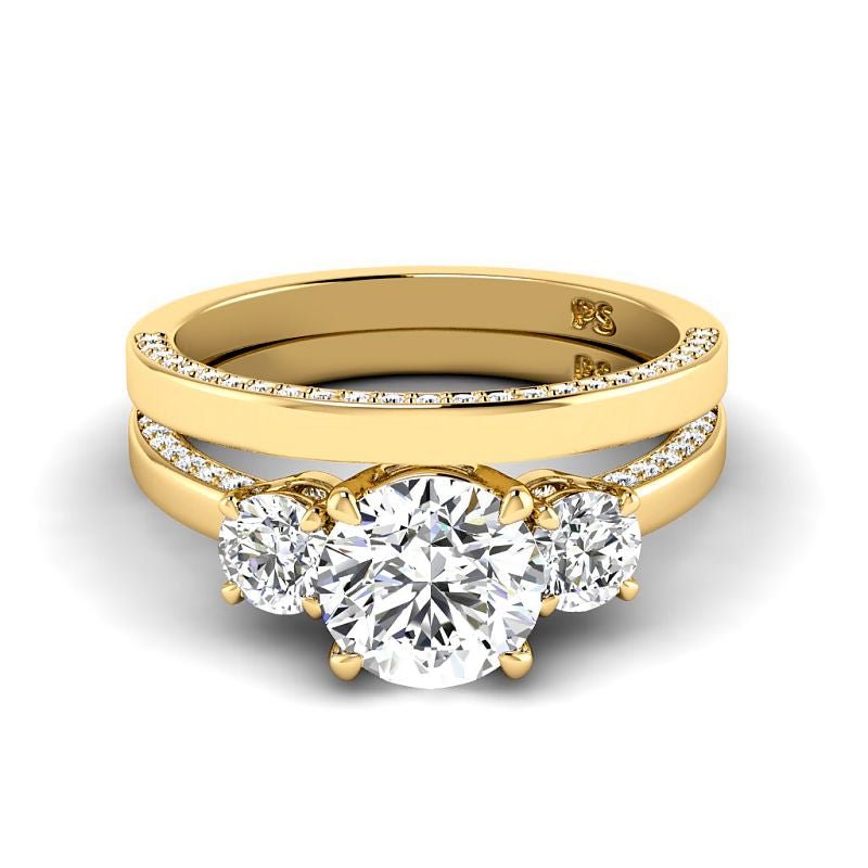 1.40-3.90 CT Round Cut Lab Grown Diamonds - Bridal Set - Primestyle.com