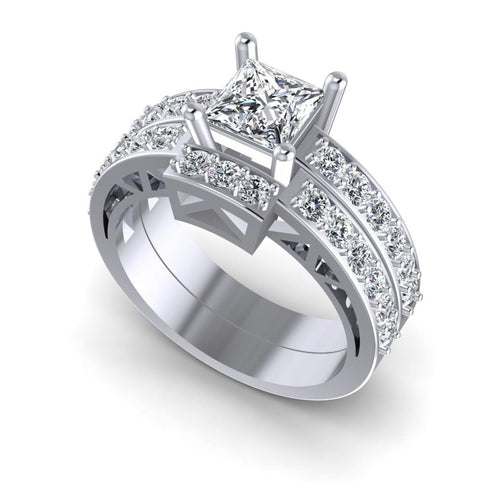 1.45-2.60 CT Round & Princess Cut Diamonds - Bridal Set - Primestyle.com