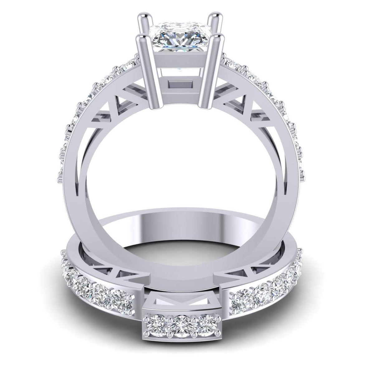1.45-2.60 CT Round &amp; Princess Cut Diamonds - Bridal Set - Primestyle.com