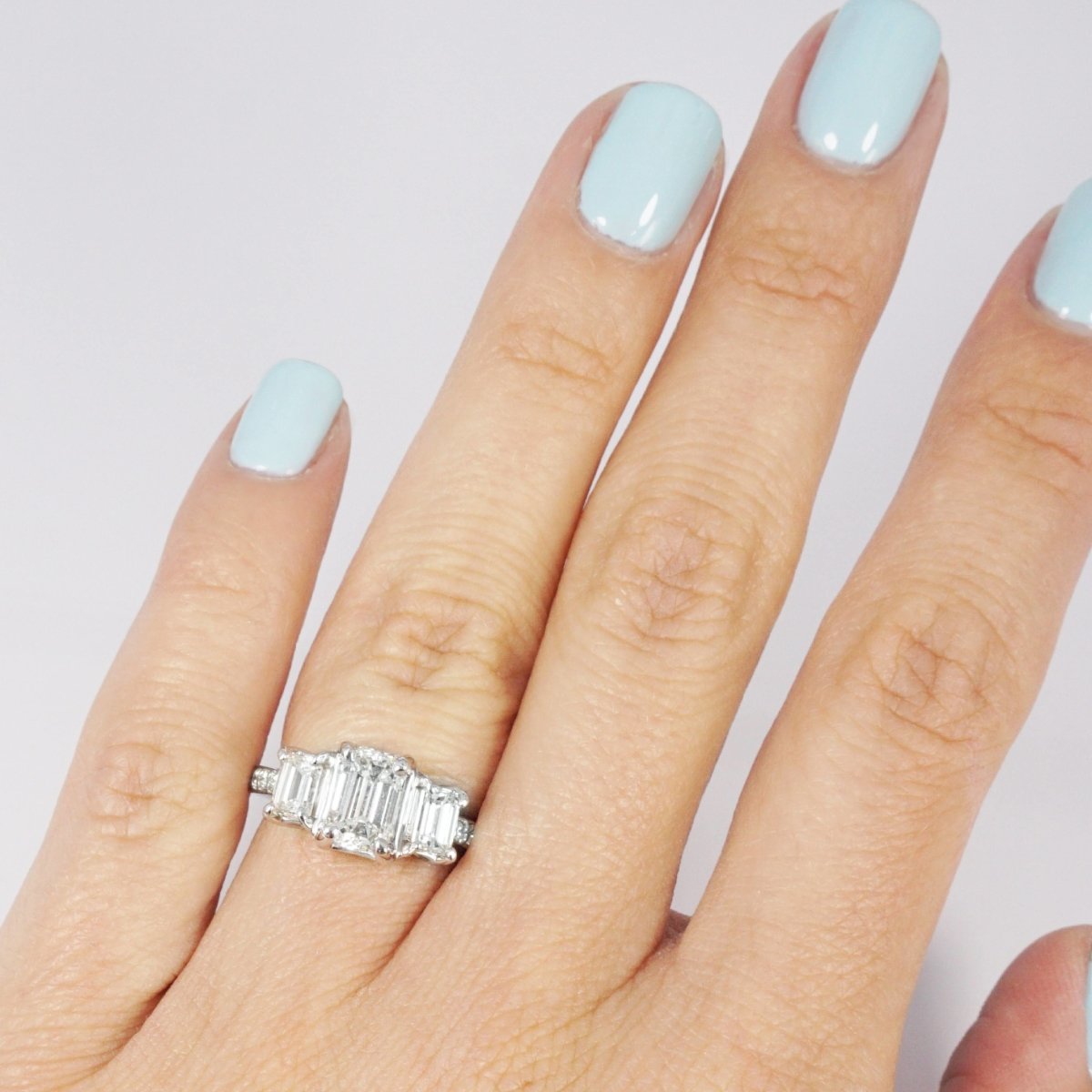 1.50-2.65 CT Round &amp; Emerald Cut Diamonds - Engagement Ring - Primestyle.com