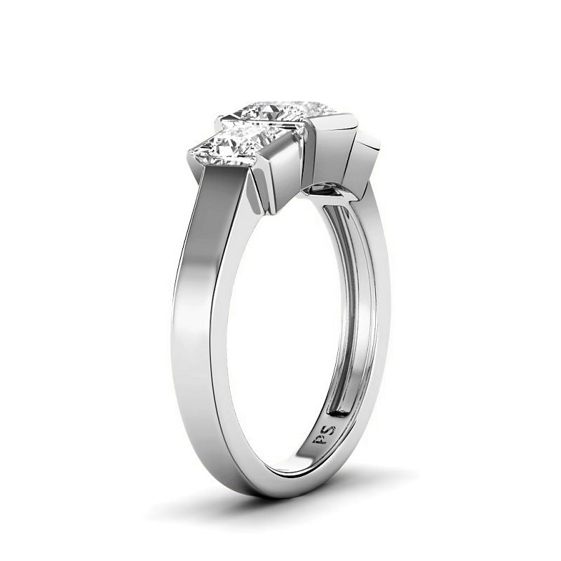 1.50-4.00 CT Princess Cut Lab Grown Diamonds - Three Stone Ring - Primestyle.com