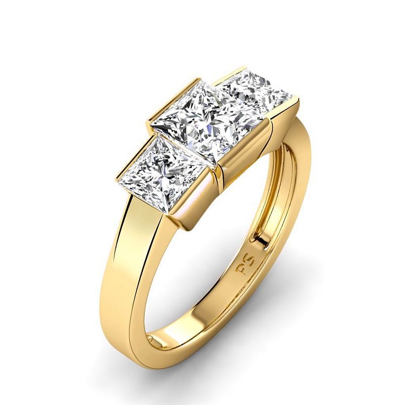 1.50-4.00 CT Princess Cut Lab Grown Diamonds - Three Stone Ring - Primestyle.com