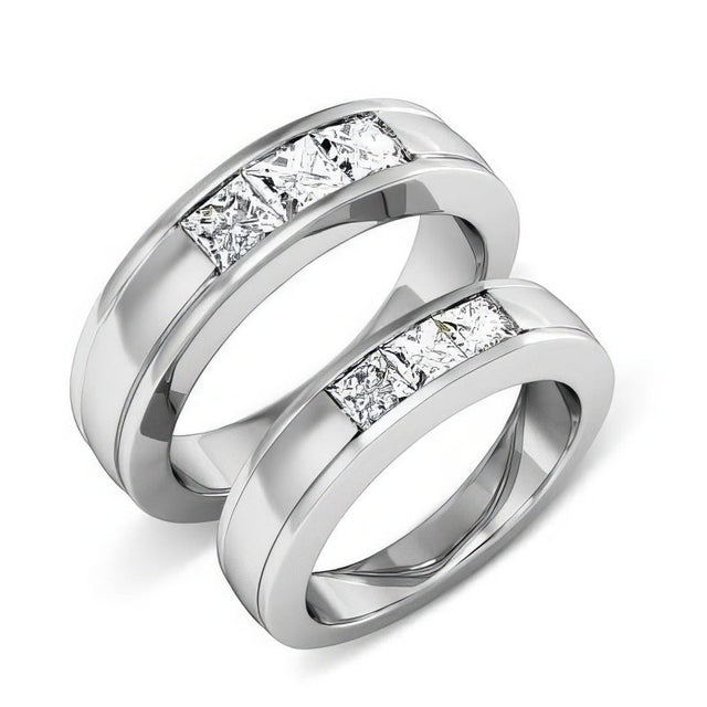 1.50 CT Princess Cut Natural Diamonds - Wedding Sets