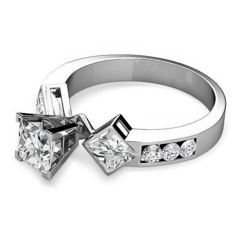 1.55-2.70 CT Round &amp; Princess Cut Diamonds - Engagement Ring - Primestyle.com
