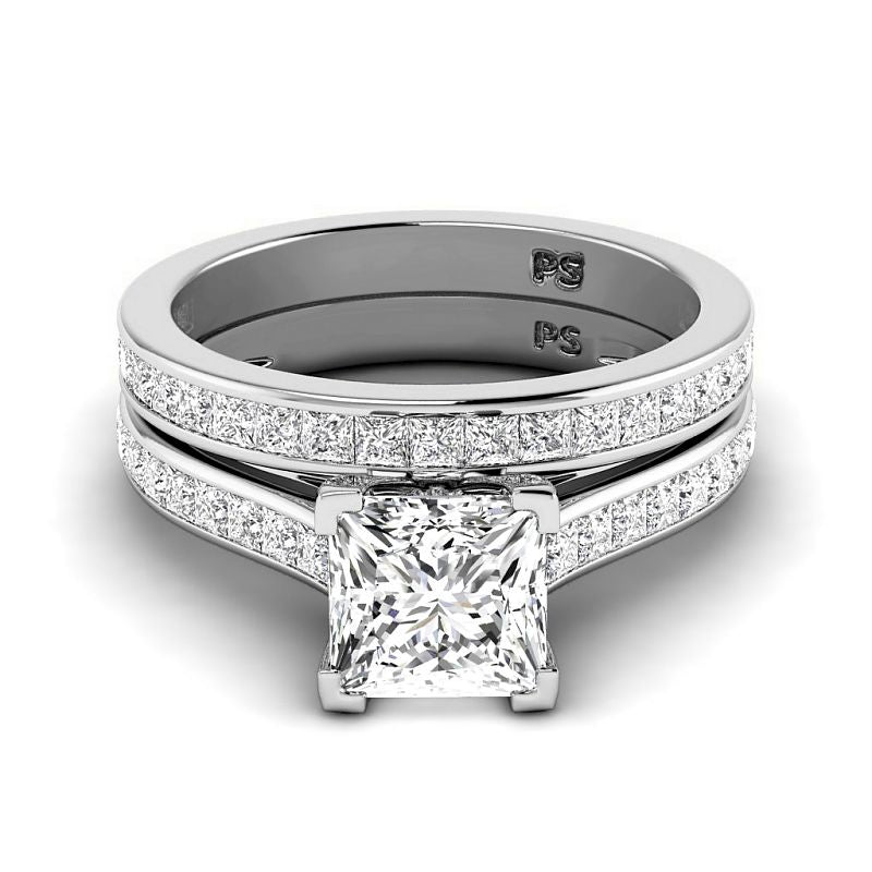 1.55-4.05 CT Princess Cut Lab Grown Diamonds - Bridal Set - Primestyle.com