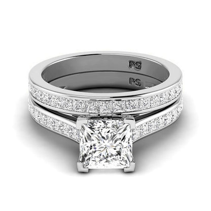 1.55-4.05 CT Princess Cut Lab Grown Diamonds - Bridal Set - Primestyle.com