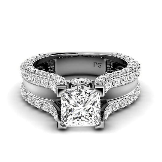 1.55-4.05 CT Round & Princess Cut Lab Grown Diamonds - Engagement Ring
