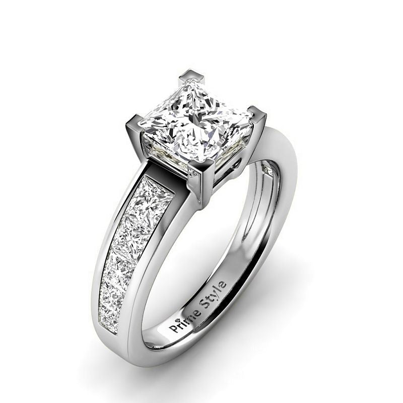 1.60-4.10 CT Princess Cut Lab Grown Diamonds - Engagement Ring - Primestyle.com