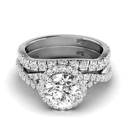 1.60-4.10 CT Round Cut Lab Grown Diamonds - Bridal Set - Primestyle.com