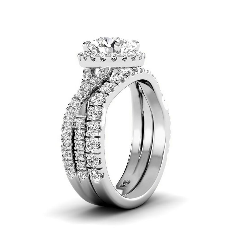 1.60-4.10 CT Round Cut Lab Grown Diamonds - Bridal Set - Primestyle.com