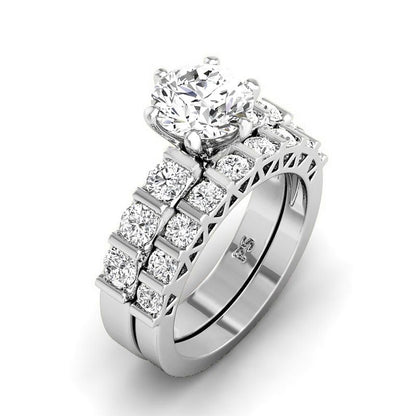 1.65-4.15 CT Round Cut Lab Grown Diamonds - Bridal Set - Primestyle.com