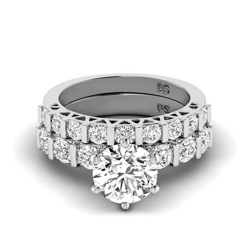 1.65-4.15 CT Round Cut Lab Grown Diamonds - Bridal Set - Primestyle.com