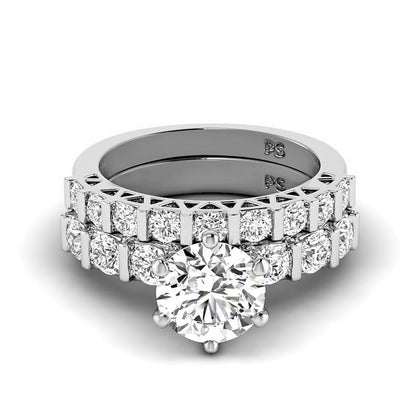 1.65-4.15 CT Round Cut Lab Grown Diamonds - Bridal Set - Primestyle.com