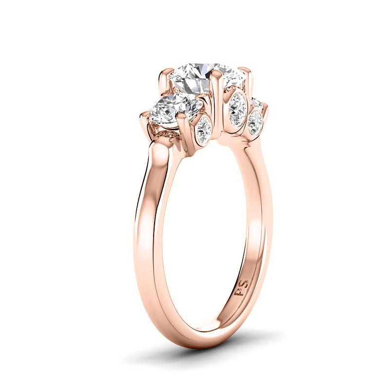 1.65-4.15 CT Round Cut Lab Grown Diamonds - Three Stone Ring - Primestyle.com