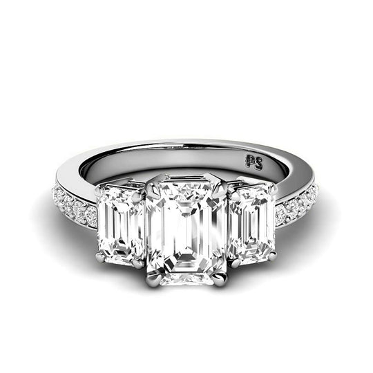 1.65-4.15 CT Round & Emerald Cut Lab Grown Diamonds - Engagement Ring