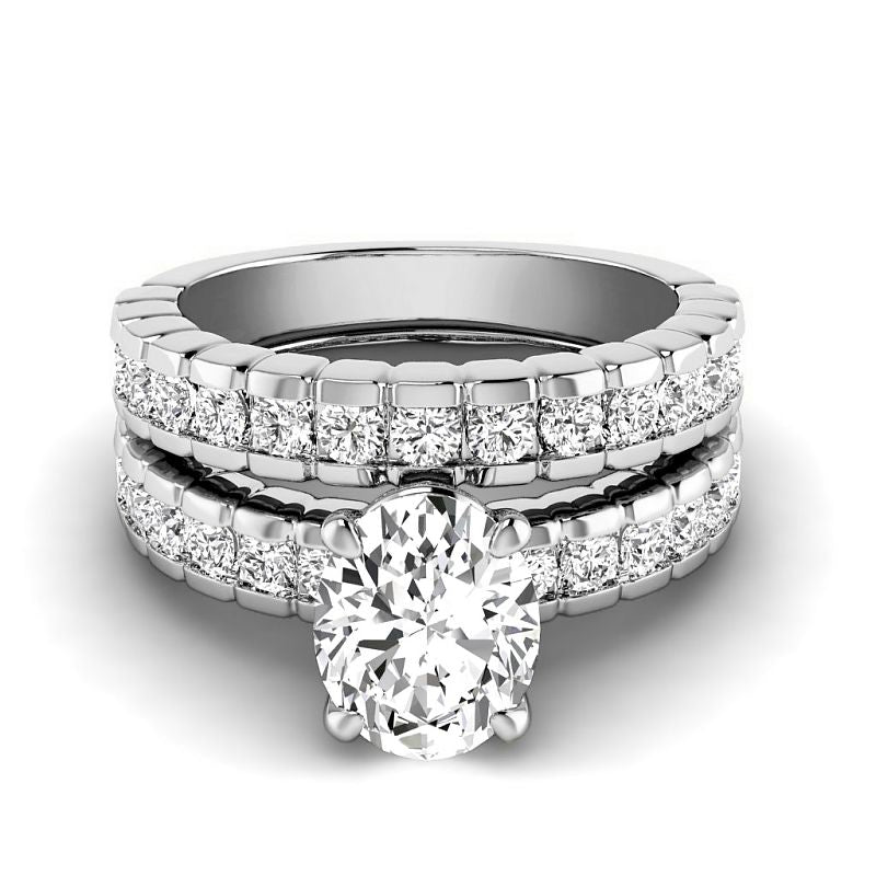 1.65-4.15 CT Round &amp; Oval Cut Lab Grown Diamonds - Bridal Set - Primestyle.com