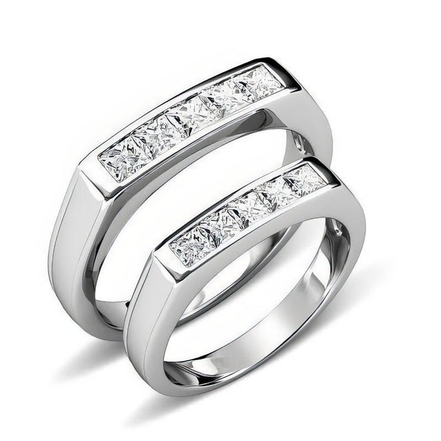 1.65 CT Princess Cut Natural Diamonds - Wedding Sets