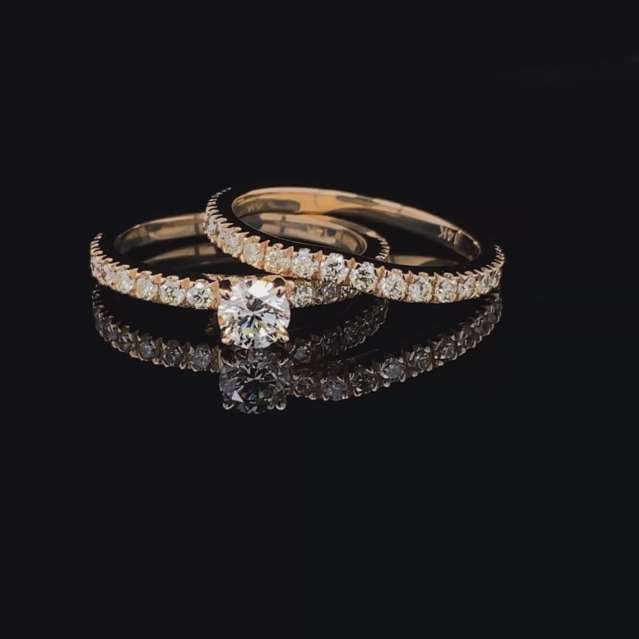 Exquisite 1.20CT Round Cut Diamond Bridal Set in 14KT Yellow Gold