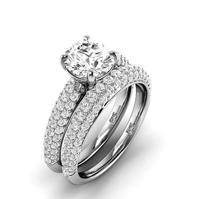 1.70-4.20 CT Round and Oval Cut Lab Grown Diamonds - Bridal Set - Primestyle.com