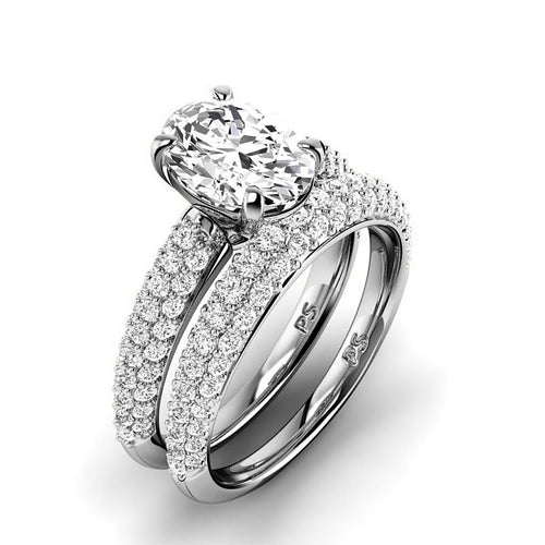 1.70 - 7.20 CT Oval & Round Cut Diamonds - Bridal Set - Primestyle.com