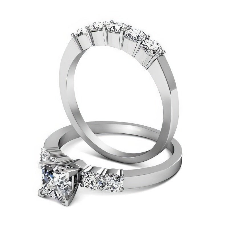 1.75-2.90 CT Round &amp; Princess Cut Diamonds - Bridal Set - Primestyle.com