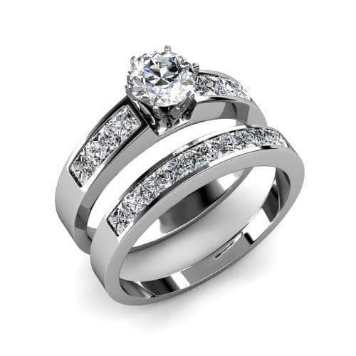 1.80-2.95 CT Princess Cut Natural Diamonds - Bridal Set