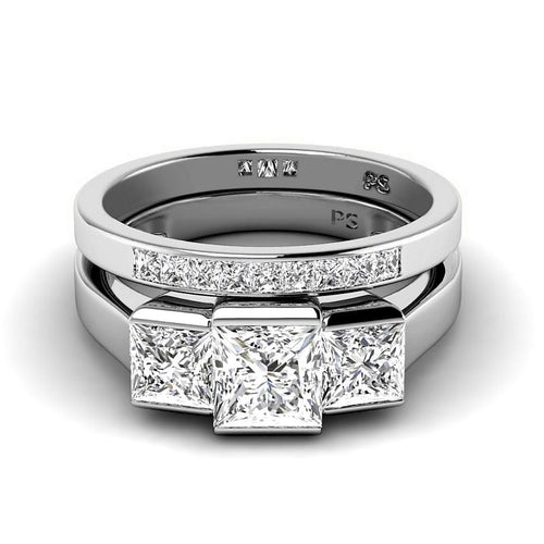 1.80 - 7.30 CT Princess Cut Diamonds - Bridal Set - Primestyle.com
