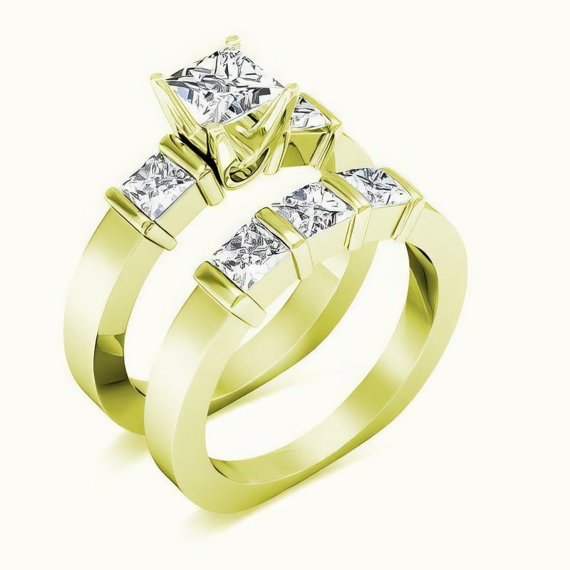 1.90-3.05 CT Princess Cut Diamonds - Bridal Set - Primestyle.com