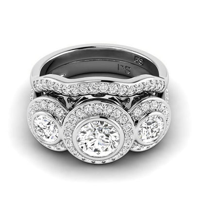 1.90-4.40 CT Round Cut Lab Grown Diamonds - Bridal Set - Primestyle.com