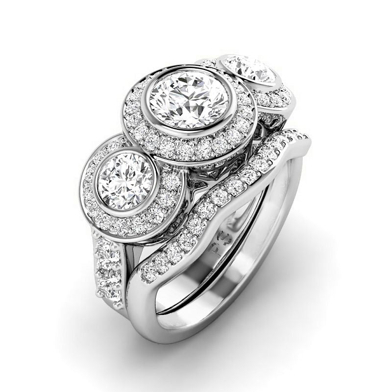 1.90-4.40 CT Round Cut Lab Grown Diamonds - Bridal Set - Primestyle.com