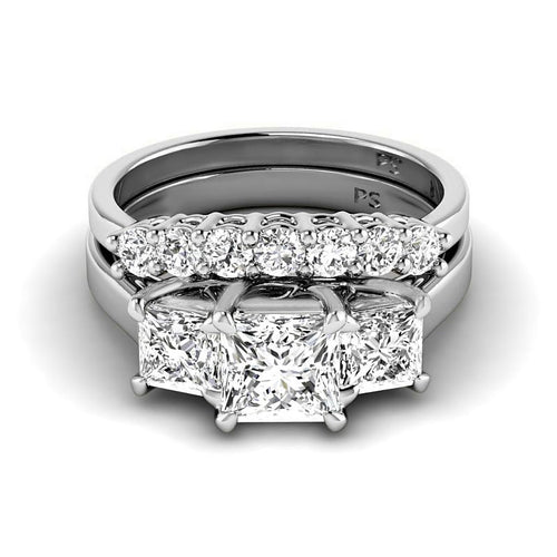 1.90-4.40 CT Round & Princess Cut Lab Grown Diamonds - Bridal Set - Primestyle.com