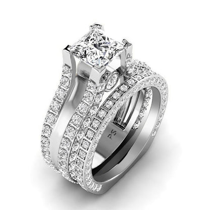 1.90-4.40 CT Round &amp; Princess Cut Lab Grown Diamonds - Bridal Set - Primestyle.com