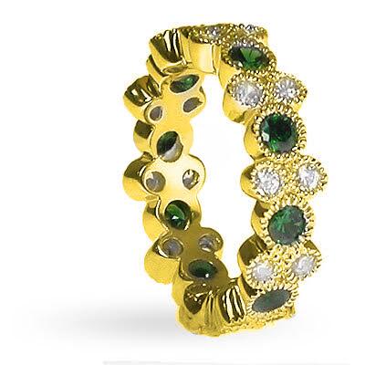 1.90 CT Round Cut Green Emeralds &amp; Diamonds - Eternity Ring - Primestyle.com